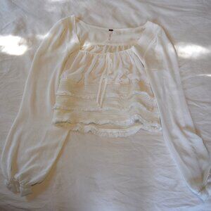 Free People Sheer Boho White Blouse